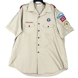 Vintage 80s Boy Scouts of America Shirt Mens 2XL USA BSA Scoutmaster Camping